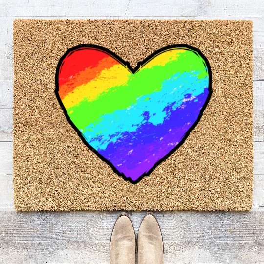 love rainbow pride Coir Doormats