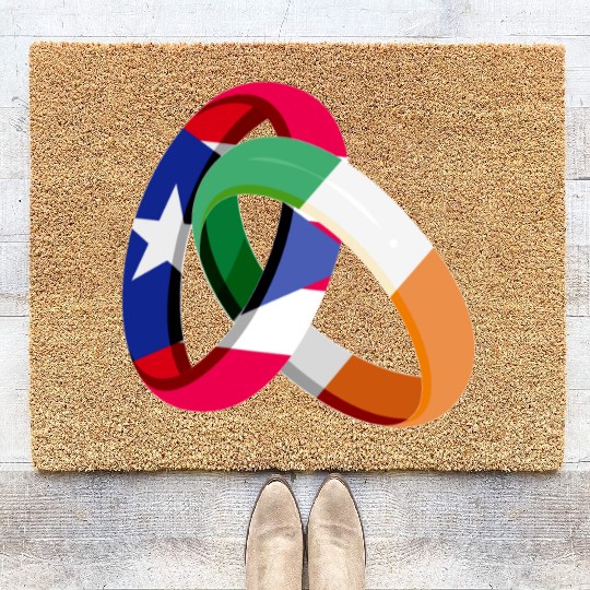 Puerto Rico Flag Ireland Ring Marriage Wedding Coir Doormats