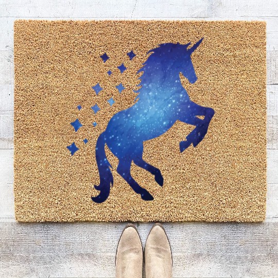 Cosmic Unicorn Outer Space Unicorn Galaxy Coir Doormats