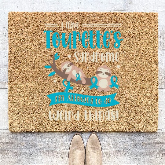 I Have Tourette's Syndrome Teal Ribbon Disability Coir Doormats