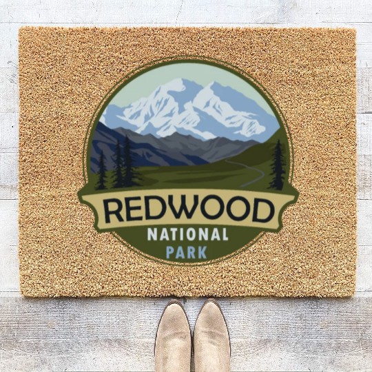 Cool Vintage Retro Redwood National Park Mountain Coir Doormats