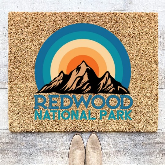 Cool Vintage Retro Redwood National Park Mountain Coir Doormats