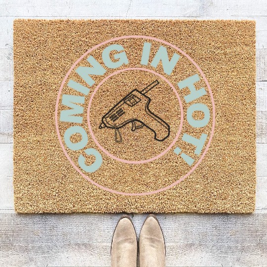 Coming in Hot - Black Glue Gun Coir Doormats