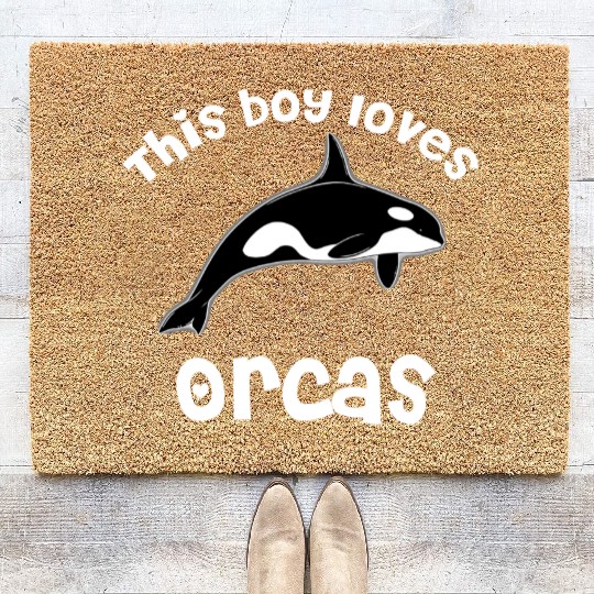 This Boy Loves Orcas Lover Funny Killer Whale Coir Doormats