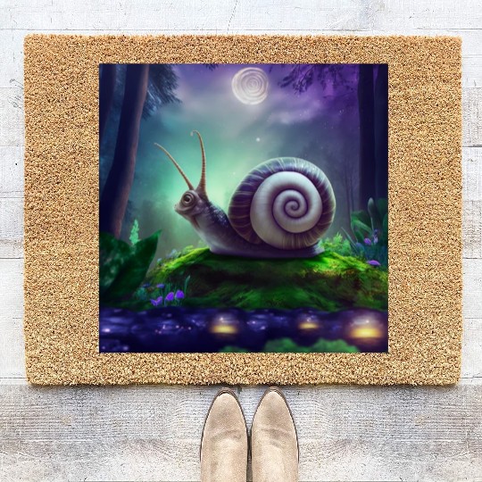 Spiral Moongazing Snail Ombre Aqua Lavender sky Coir Doormats