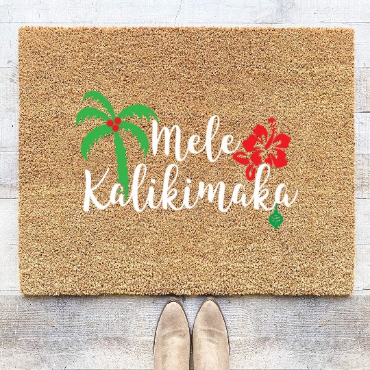 Mele Kalikimaka Hawaiian Merry Christmas Coir Doormats