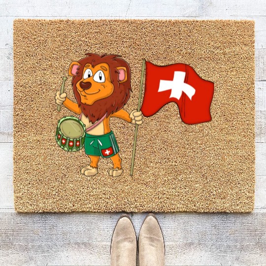 Lion with the Switzerland flag Coir Doormats