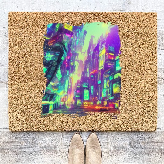 Cool Japanese World Japan Neon City Coir Doormats