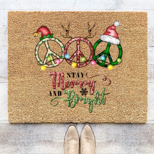 Xmas Christmas Stay Merry and Bright Coir Doormats