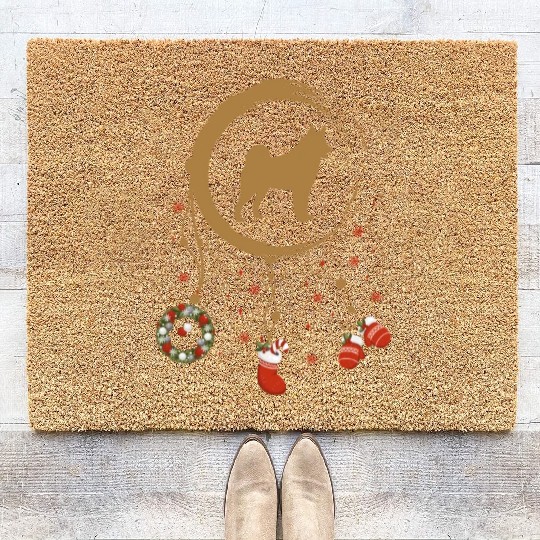 dog dreamcatcher Christmas Norwegian Elkhound Coir Doormats