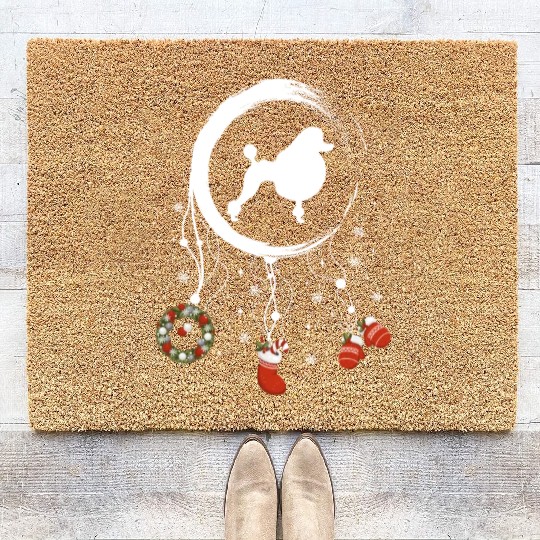 dog dreamcatcher Christmas Poodle Coir Doormats