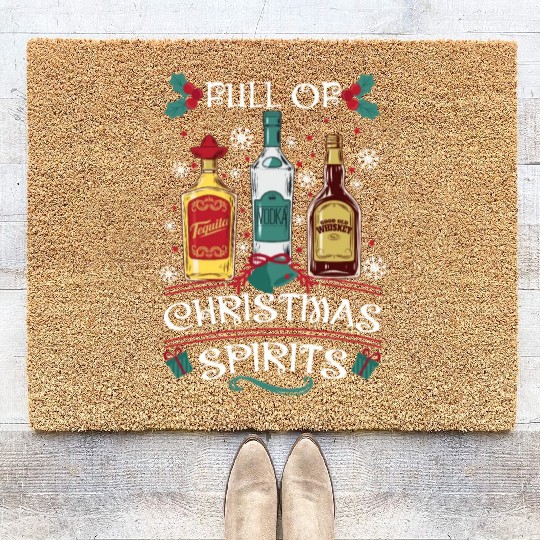 Christmas Tequila Vodka Whisky Lover Coir Doormats