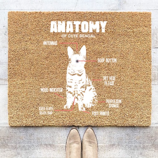 ANATOMY of cute bengal cat Coir Doormats