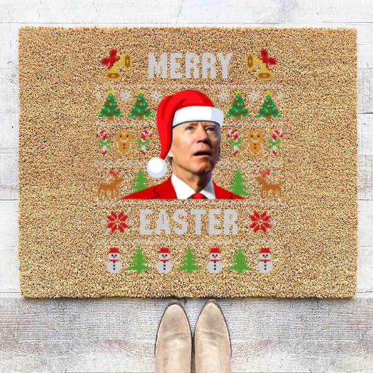 Funny Joe Biden Happy Easter Ugly Christmas Coir Doormats