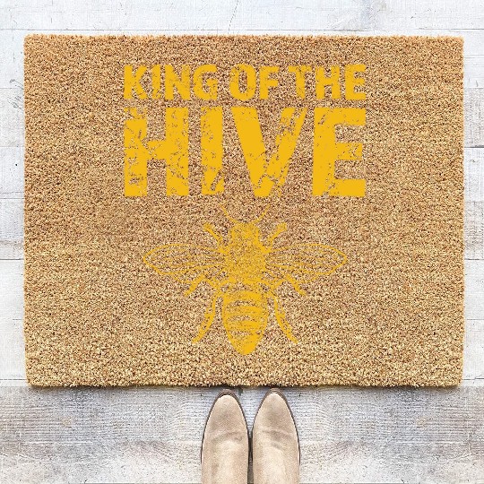 King Of The Hive - Funny Beekeeping - Lover Honey Coir Doormats