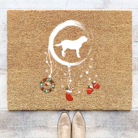 dog dreamcatcher Christmas Saint Bernard Coir Doormats