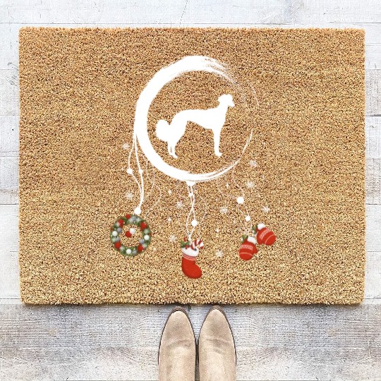 dog dreamcatcher Christmas Saluki Coir Doormats
