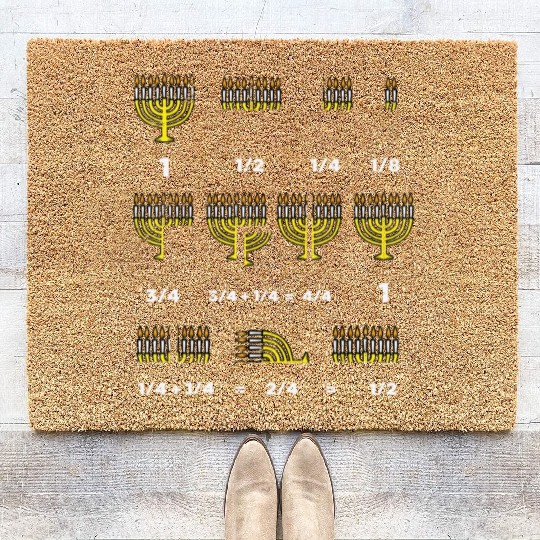 Hanukkah Math Fractions Menorah Chanukah Teacher Coir Doormats