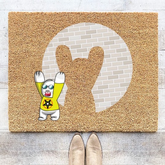 Rock Sign Kawaii Rabbit Metal Music Heavy Rock Coir Doormats