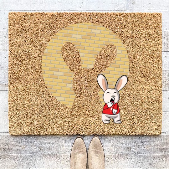 Rock Sign Kawaii Bunny Metal Music Heavy Rock Coir Doormats