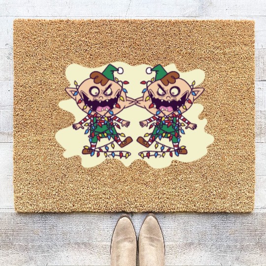 Evil Christmas Elves Creepy Holiday Horror Coir Doormats