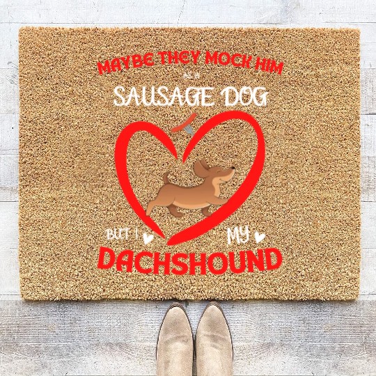 Sausage Dog i love my Dachshund Coir Doormats