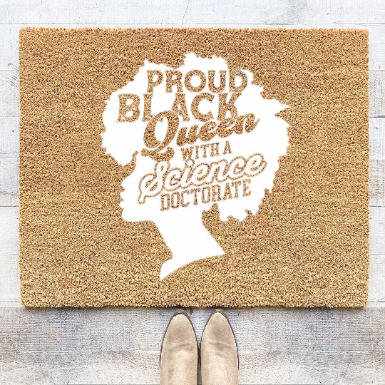 Black Queen With Science Doctorate Phd Coir Doormats