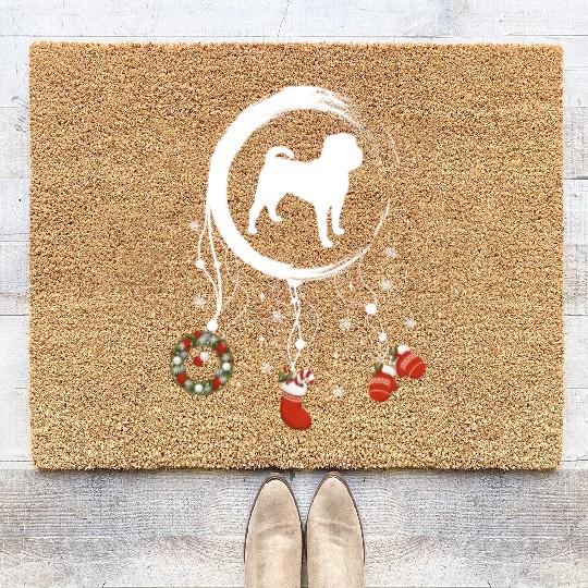dog dreamcatcher Christmas Shar Pei Coir Doormats