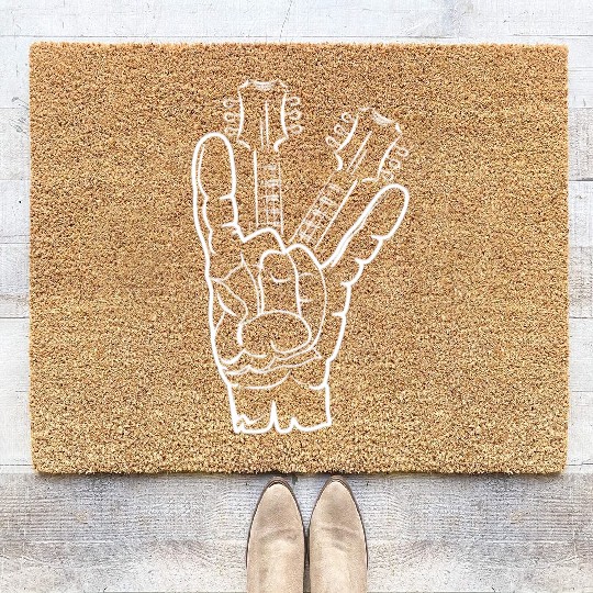 Rock Hand Metal Music Lover Guitarist Coir Doormats