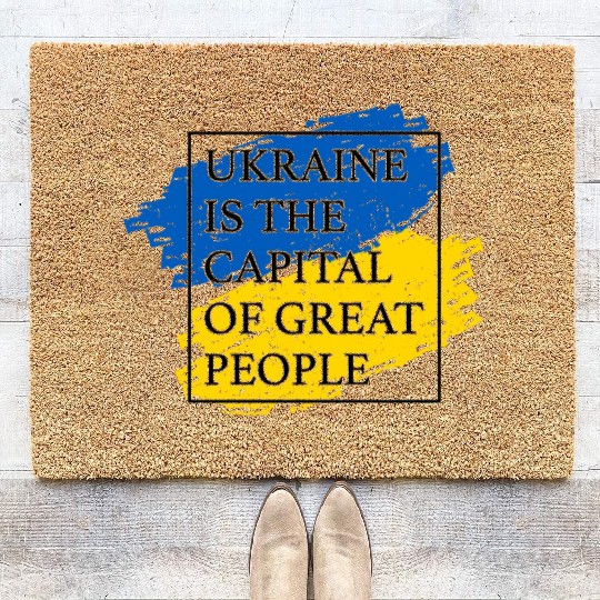 Ukraine is the capital of great people Flag Box Coir Doormats