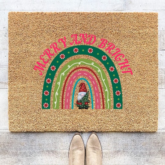 Merry and bright Christmas Coir Doormats