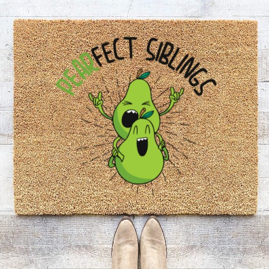 Siblings Pear Fruit Big Brother Sister Goals Coir Doormats