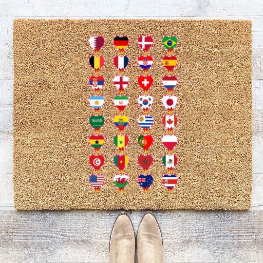 Flags Of The Countries Of The World Candy Cane Coir Doormats