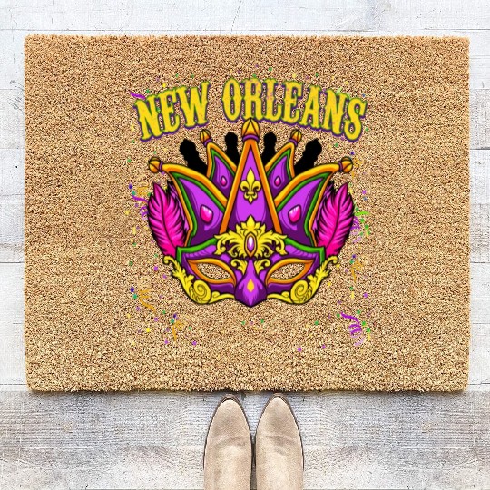 New Orleans Mardi Gras Parade Fesitval Coir Doormats