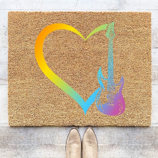 Guitar Heart - Bass Guitar Heart Bass Guitarist Coir Doormats