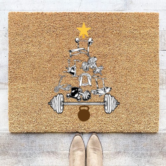 Fitness Working Gym Out Christmas Tree Workout Coir Doormats