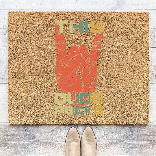 Vintage Rock Sign Rock Hand Metal Kid Rocker Coir Doormats