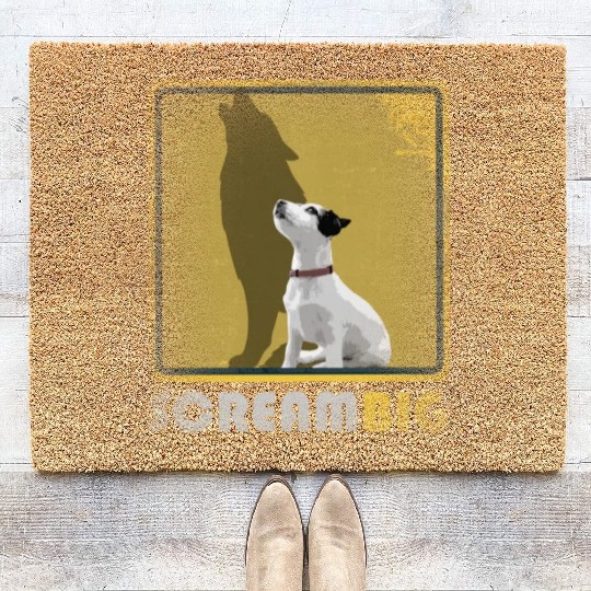 Dog sweet Puppy Jack Russell, Scream Big Wolf Coir Doormats