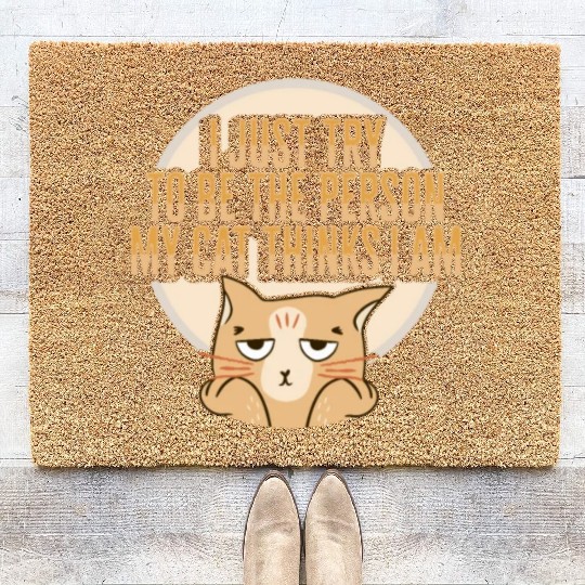 Cat Meme Design for a Cat Lady or Cat Mom Coir Doormats