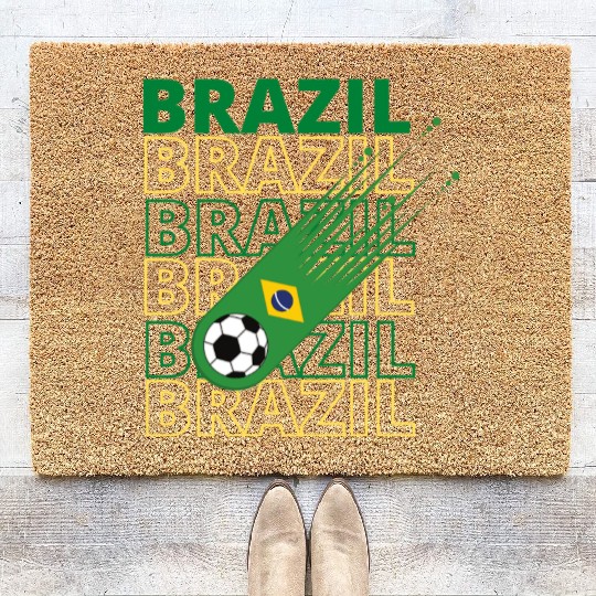 Retro World Brazil Soccer Coir Doormats