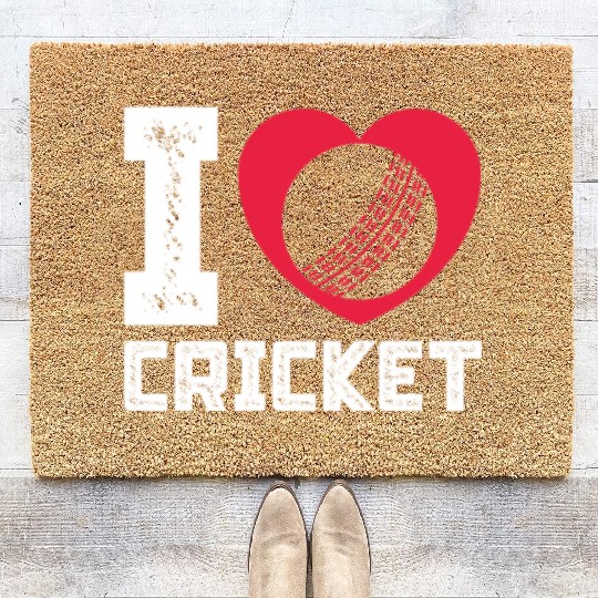 I Love Heart Cricket Coir Doormats