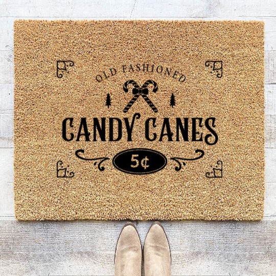 Candy Canes Old Fahined Christmas Tree Gift Ideas Coir Doormats