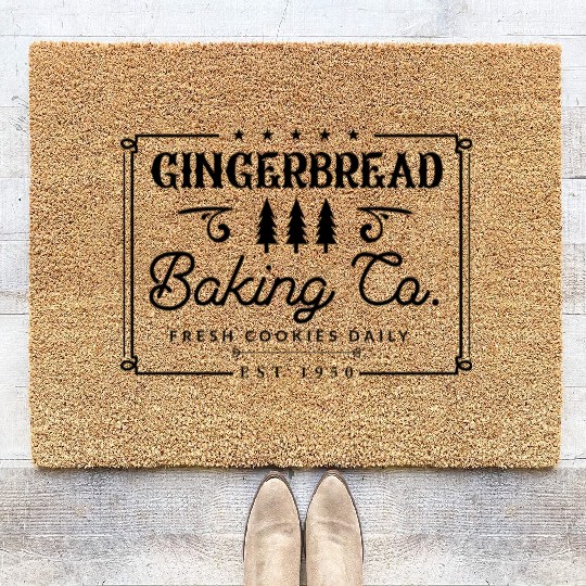 Gingerbread Baking Cookies Presents Christmas Gift Coir Doormats