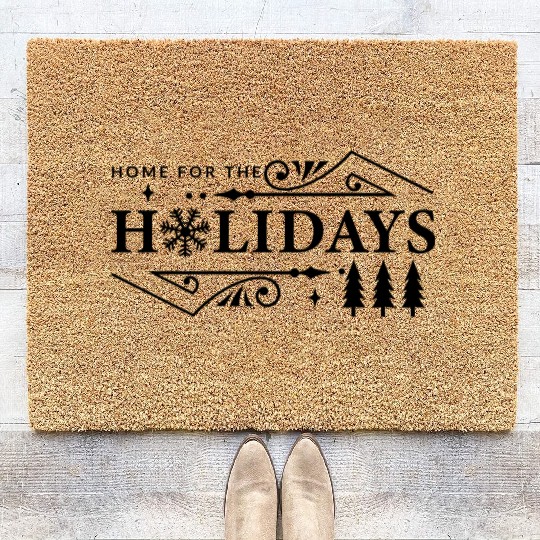 Home for the Holidays Christmas Christmas Gifts Coir Doormats