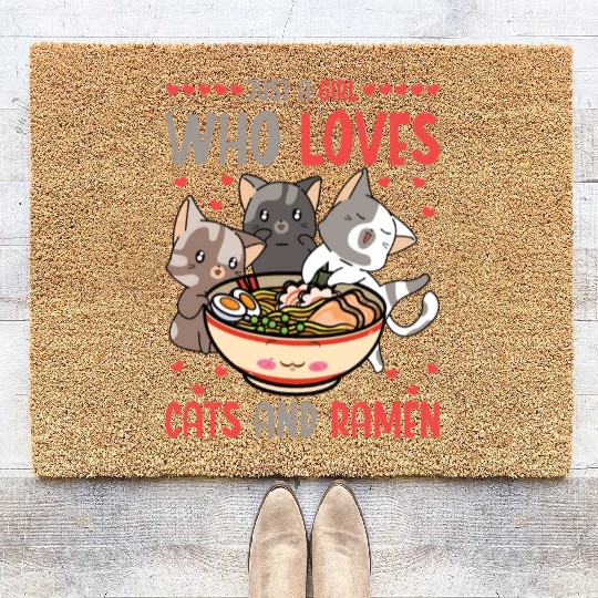 Ramen And Cats Fan Ramen Noodle Soup Coir Doormats