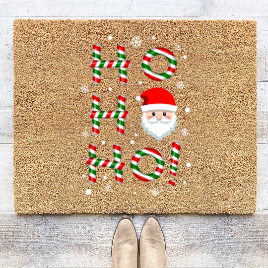 Ho Ho Ho Santa Claus Candy Cane Christmas, Xmas Coir Doormats