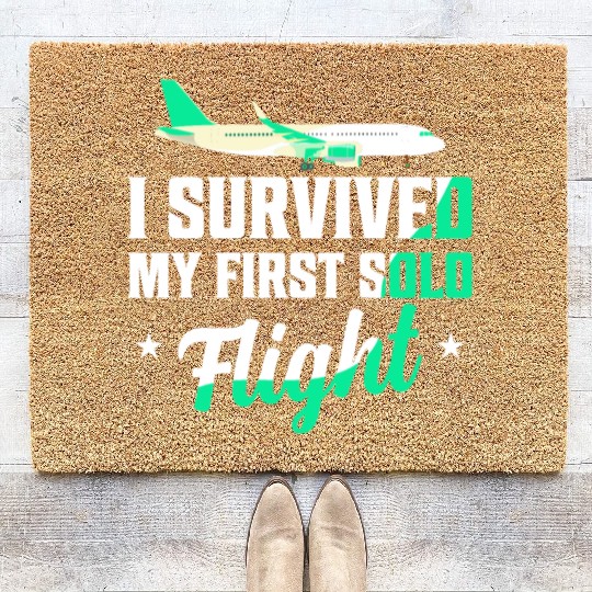 I Survived My First Solo Flight Pilot Coir Doormats