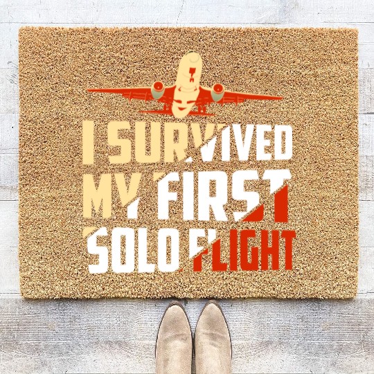 I Survived My First Solo Flight Aviation Coir Doormats