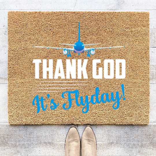 Thank God It's Flyday! Airline Pilot Aviation Coir Doormats