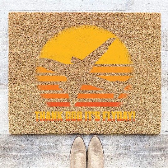Thank God It's Flyday! Aviation Pilot Airline Coir Doormats